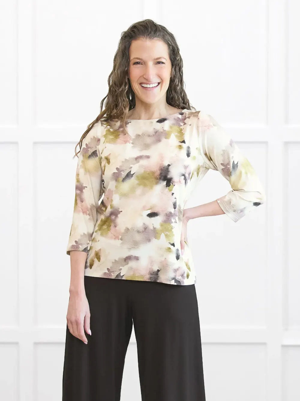 Mahala boatneck 3/4 sleeve top | PETITE from Miik