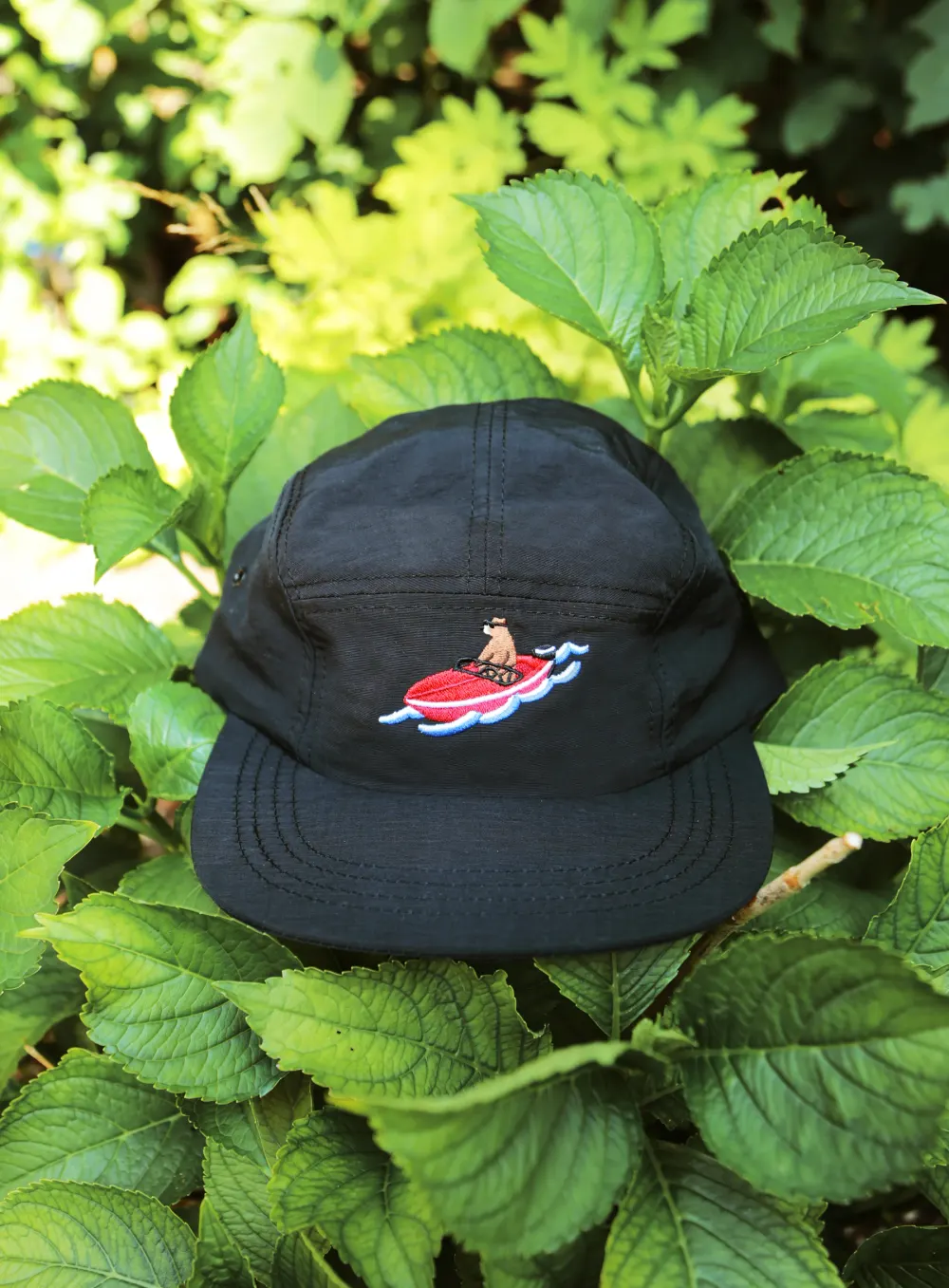 Trail Hat - Black Nylon - Boat Bear Embroidery from Muttonhead